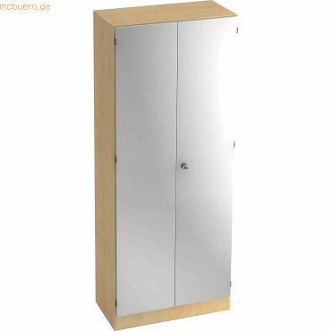 4032062126042 - Flügeltürenschrank Holz Melaminharzbeschichtete Spanplatte 4 Fachböden 8000 x 420 x 20004 mm Ahorn Braun Silber