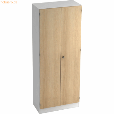 4032062165980 - Flügeltürenschrank Melaminharzbeschichtete Spanplatte 5 Fachböden Abschließbar 800 x 420 x 2004 mm Eiche Braun Weiß