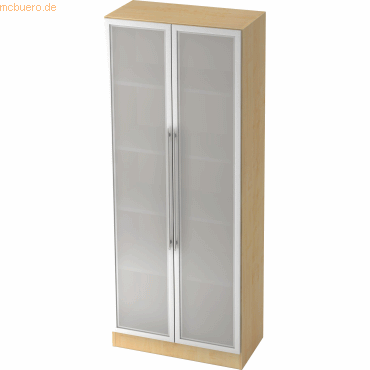 mcbuero.de Glastürenschrank Solid 5OH BxTxH 80x42x200,4cm Griff RE Aho