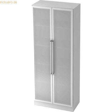 mcbuero.de Glastürenschrank Solid 5OH BxTxH 80x42x200,4cm Griff CE Wei