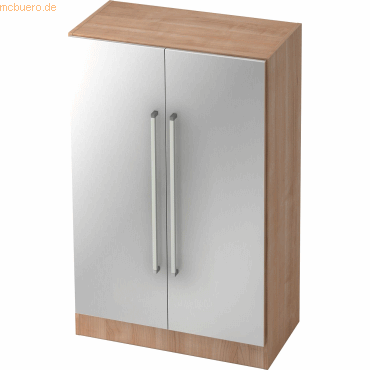 mcbuero.de Schrank Solid 3OH BxTxH 80x42x127cm Griff CE Nussbaum/Silbe