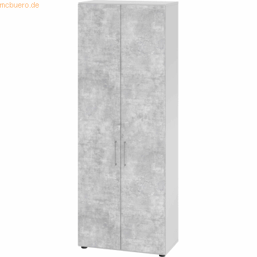 mcbuero.de Schrank 6OH BxTxH 80x42x215,6cm Griff BS Grau/Beton