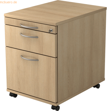 4032062162965 - PRO SIGNA AC20 BM - Rollcontainer Holz Eiche mit Hängeregistratur Bogengriff Metall