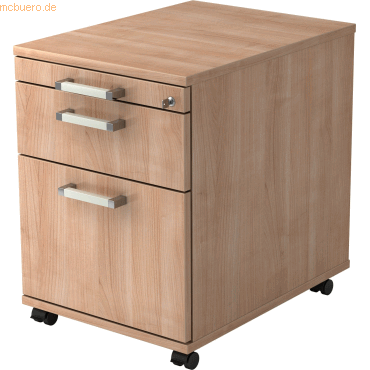 mcbuero.de Rollcontainer 58cm 1 Schub 1 Hängeregistratur Schloss Chrom