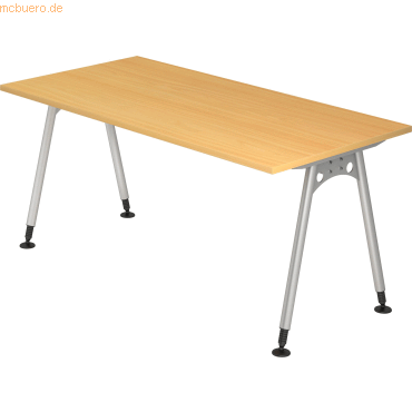 4032062002612 - HAMMERBACHER AS16 höhenverstellbarer Schreibtisch buche rechteckig A-Fuß-Gestell silber 1600 x 800 cm 4032062002612 - HAMMERBACHER AS16 höhenverstellbarer Schreibtisch buche rechteckig A-Fuß-Gestell silber 1600 x 800 cm