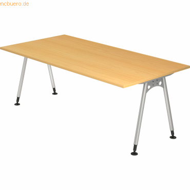 4032062150375 - HAMMERBACHER AS2E höhenverstellbarer Schreibtisch buche rechteckig A-Fuß-Gestell silber 2000 x 1000 cm 4032062150375 - HAMMERBACHER AS2E höhenverstellbarer Schreibtisch buche rechteckig A-Fuß-Gestell silber 2000 x 1000 cm