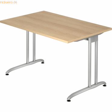 4032062163160 - HAMMERBACHER BS12 Schreibtisch eiche rechteckig C-Fuß-Gestell silber 1200 x 800 cm