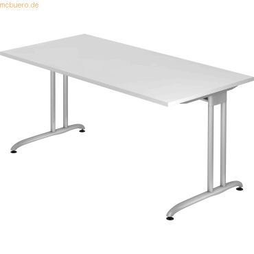 4032062118863 - HAMMERBACHER BS16 Schreibtisch weiß rechteckig C-Fuß-Gestell silber 1600 x 800 cm