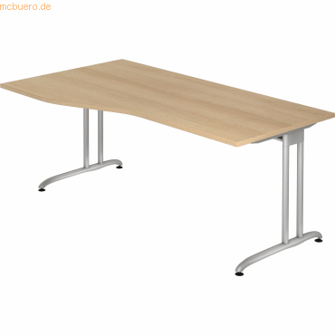 4032062163184 - HAMMERBACHER BS18 Schreibtisch eiche Trapezform C-Fuß-Gestell silber 1800 x 800 1000 cm