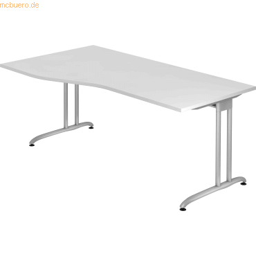 4032062134511 - HAMMERBACHER BS18 Schreibtisch weiß Trapezform C-Fuß-Gestell silber 1800 x 800 1000 cm