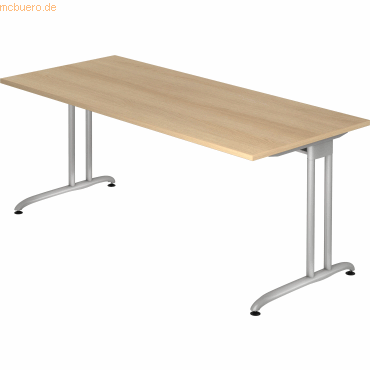 4032062163191 - HAMMERBACHER BS19 Schreibtisch eiche rechteckig C-Fuß-Gestell silber 1800 x 800 cm