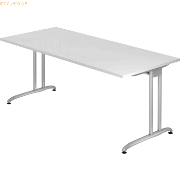 4032062118887 - HAMMERBACHER BS19 Schreibtisch weiß rechteckig C-Fuß-Gestell silber 1800 x 800 cm