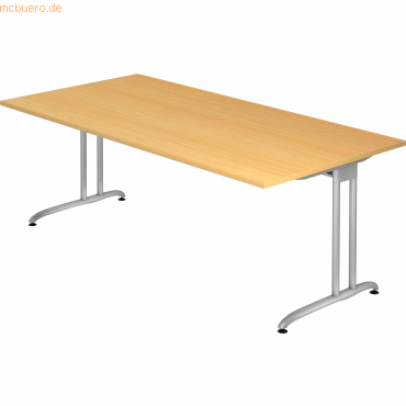 4032062149881 - HAMMERBACHER BS2E Schreibtisch buche rechteckig C-Fuß-Gestell silber 2000 x 1000 cm