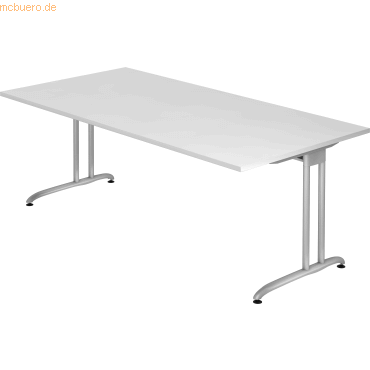 4032062149904 - HAMMERBACHER BS2E Schreibtisch weiß rechteckig C-Fuß-Gestell silber 2000 x 1000 cm