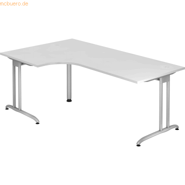 4032062134535 - HAMMERBACHER BS82 Schreibtisch weiß L-Form C-Fuß-Gestell silber 2000 x 800 1200 cm