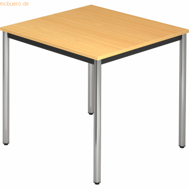 4032062008263 - HAMMERBACHER Konferenztisch VDR08 buche quadratisch Rundrohr chrom 800 x 800 x 720 cm