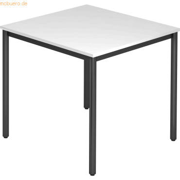 4032062173640 - HAMMERBACHER Konferenztisch VDR08 weiß quadratisch Rundrohr schwarz 800 x 800 x 720 cm