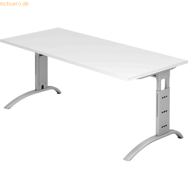 4032062032954 - HAMMERBACHER FS19 höhenverstellbarer Schreibtisch weiß rechteckig C-Fuß-Gestell silber 1800 x 800 cm