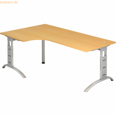 4032062014462 - HAMMERBACHER Savona Schreibtisch buche L-Form C-Fuß-Gestell silber 2000 x 800 1200 cm 4032062014462 - HAMMERBACHER Savona Schreibtisch buche L-Form C-Fuß-Gestell silber 2000 x 800 1200 cm