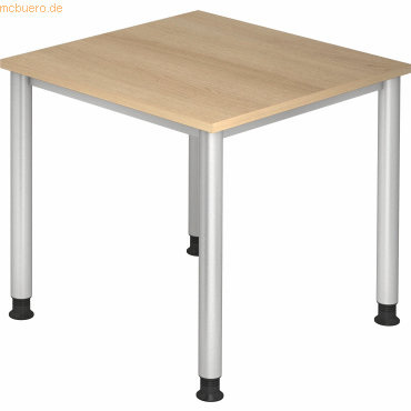 4032062164969 - Schreibtisch VHS08 E S manuell höhenverstellbar 685-81cm (H) 80x80cm (BxT) quadratisch eiche   silber 4032062164969 Hammer