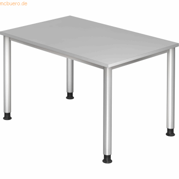 mcbuero.de Schreibtisch 4-Fuß-rund 120x80cm Grau/Silber