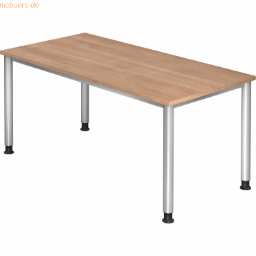 4032062139332 - Höhenverstellbar Schreibtisch Rechteckig Walnuss 4 Füße 1600 (B) x 800 (T) x 680 (H) mm Melaminharzbeschichtete Spanplatte