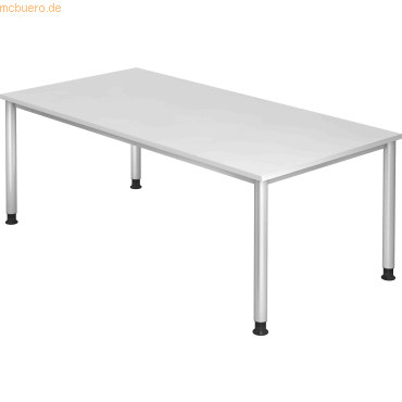 4032062166444 - HAMMERBACHER Orbis höhenverstellbarer Schreibtisch weiß rechteckig 4-Fuß-Gestell silber 2000 x 1000 cm 4032062166444 - HAMMERBACHER Orbis höhenverstellbarer Schreibtisch weiß rechteckig 4-Fuß-Gestell silber 2000 x 1000 cm