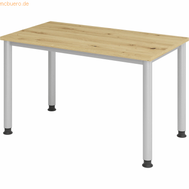 4032062188682 - Schreibtisch VHS612 R S manuell höhenverstellbar 68-76cm (H) 120x672cm (BxT) asteiche   silber 4032062188682 Hammerbacher