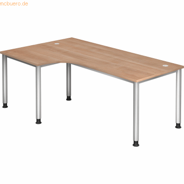 4032062139516 - Schreibtisch VHS82 N S manuell höhenverstellbar 68-76cm (H) 200x120cm (BxT) L-Form nussbaum silber 4032062139516 Hammerba 4032062139516 - Schreibtisch VHS82 N S manuell höhenverstellbar 68-76cm (H) 200x120cm (BxT) L-Form nussbaum silber 4032062139516 Hammerba