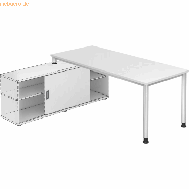 4032062148440 - Anbauschreibtisch 180x80cm weiß silber