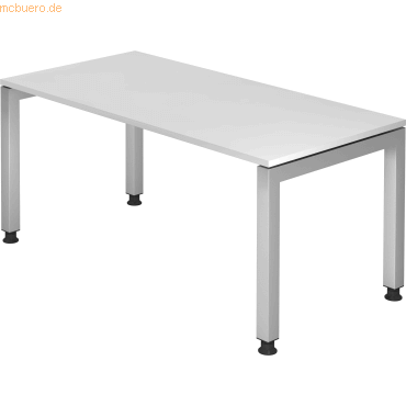 4032062035320 - HAMMERBACHER Prokura höhenverstellbarer Schreibtisch weiß rechteckig 4-Fuß-Gestell silber 1600 x 800 cm