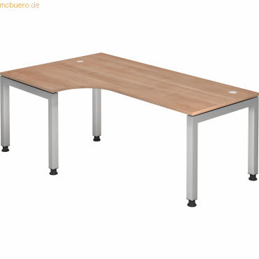 4032062025482 - HAMMERBACHER JS82 höhenverstellbarer Schreibtisch nussbaum L-Form 5-Fuß-Gestell silber 2000 x 1200 cm 4032062025482 - HAMMERBACHER JS82 höhenverstellbarer Schreibtisch nussbaum L-Form 5-Fuß-Gestell silber 2000 x 1200 cm