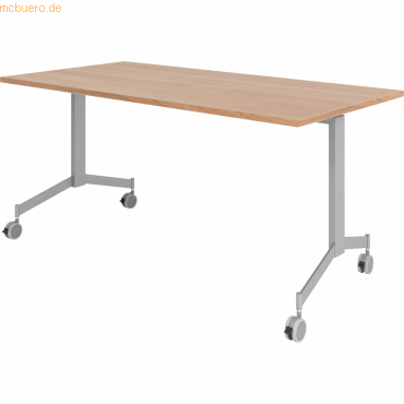 4032062177549 - HAMMERBACHER Mehrzwecktisch KF 16 nussbaum rechteckig T-Fuß-Gestell silber 1600 x 800 x 750 cm