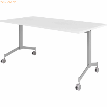 4032062177556 - HAMMERBACHER Mehrzwecktisch KF 16 weiß rechteckig T-Fuß-Gestell silber 1600 x 800 x 750 cm