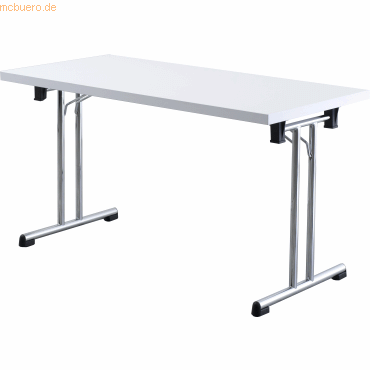 4032062142677 - HAMMERBACHER Mehrzwecktisch weiß rechteckig Rundrohr chrom 1380 x 690 x 735 cm