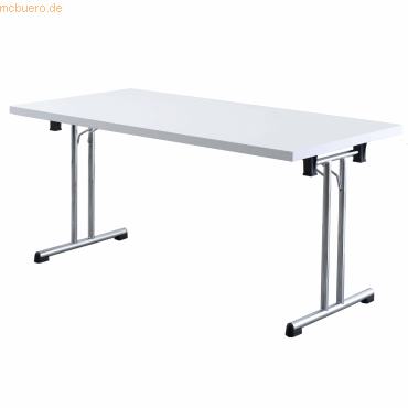 4032062142691 - HAMMERBACHER Mehrzwecktisch weiß rechteckig Rundrohr chrom 1600 x 800 x 735 cm