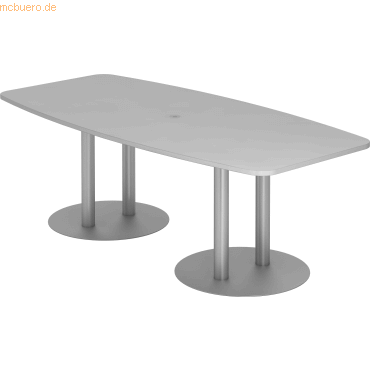 4032062157404 - HAMMERBACHER Konferenztisch KT22S lichtgrau Tonnenform Rundrohr silber 2200 x 830 - 1030 x 740 cm 4032062157404 - HAMMERBACHER Konferenztisch KT22S lichtgrau Tonnenform Rundrohr silber 2200 x 830 - 1030 x 740 cm