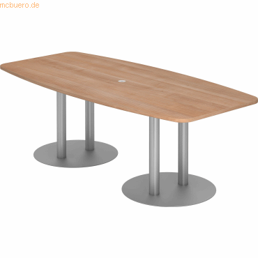 4032062157428 - HAMMERBACHER Konferenztisch KT22S nussbaum Tonnenform Rundrohr silber 2200 x 830 - 1030 x 740 cm 4032062157428 - HAMMERBACHER Konferenztisch KT22S nussbaum Tonnenform Rundrohr silber 2200 x 830 - 1030 x 740 cm