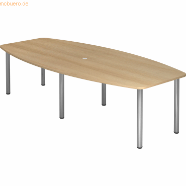 4032062162668 - HAMMERBACHER Konferenztisch KT28C eiche Tonnenform Rundrohr chrom 2800 x 850 1300 x 720 - 740 cm