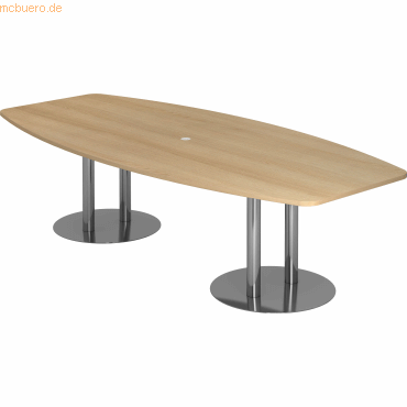 4032062157503 - HAMMERBACHER Konferenztisch KT28S eiche Tonnenform Rundrohr chrom 2800 x 850 - 1300 x 740 cm 4032062157503 - HAMMERBACHER Konferenztisch KT28S eiche Tonnenform Rundrohr chrom 2800 x 850 - 1300 x 740 cm