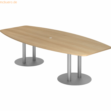 4032062157510 - HAMMERBACHER Konferenztisch KT28S eiche Tonnenform Rundrohr silber 2800 x 850 - 1300 x 740 cm 4032062157510 - HAMMERBACHER Konferenztisch KT28S eiche Tonnenform Rundrohr silber 2800 x 850 - 1300 x 740 cm