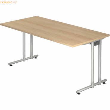 4032062163924 - HAMMERBACHER Prokura Schreibtisch eiche rechteckig C-Fuß-Gestell silber 1600 x 800 cm