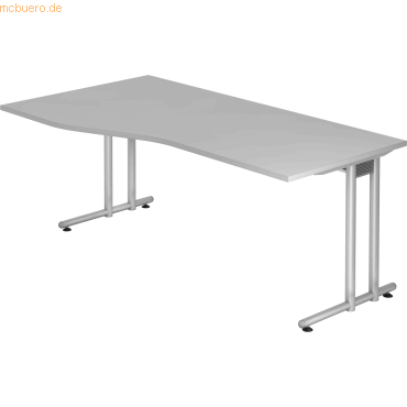 4032062011935 - HAMMERBACHER NS18 Schreibtisch lichtgrau Trapezform C-Fuß-Gestell silber 1800 x 800 1000 cm