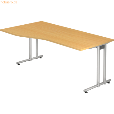 4032062011942 - HAMMERBACHER NS18 Schreibtisch buche Trapezform C-Fuß-Gestell silber 1800 x 800 1000 cm