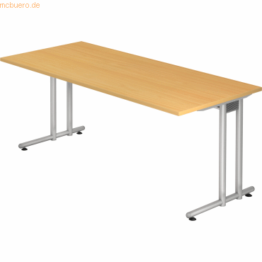 4032062028322 - HAMMERBACHER Prokura Schreibtisch buche rechteckig C-Fuß-Gestell silber 1800 x 800 cm