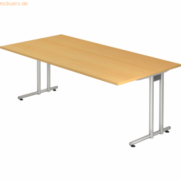 4032062150191 - HAMMERBACHER NS2E Schreibtisch buche rechteckig C-Fuß-Gestell silber 2000 x 1000 cm