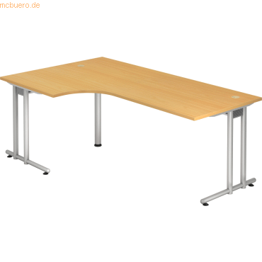 4032062014523 - HAMMERBACHER NS82 Schreibtisch buche L-Form C-Fuß-Gestell silber 2000 x 800 1200 cm