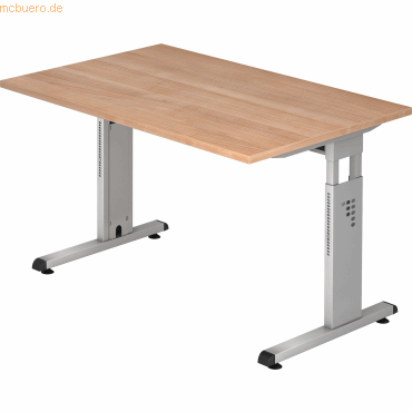 4032062014998 - Matrix Höhenverstellbar Schreibtisch Rechteckig Walnuss Aluminium Holz Kunststoff Spanplatte C-Fuß 1200 x 800 x 850 mm