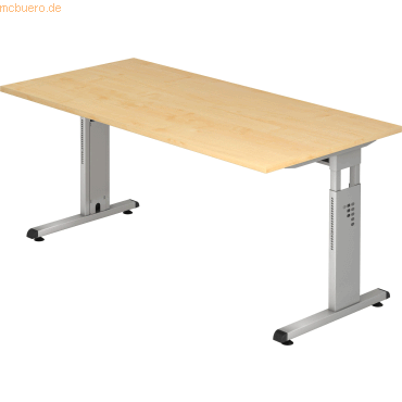 mcbuero.de Schreibtisch Ergonomic Plus T-Fuß 160x80cm Ahorn/silber