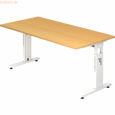 4032062142165 - HAMMERBACHER OS 16 höhenverstellbarer Schreibtisch buche rechteckig C-Fuß-Gestell weiß 1600 x 800 cm 4032062142165 - HAMMERBACHER OS 16 höhenverstellbarer Schreibtisch buche rechteckig C-Fuß-Gestell weiß 1600 x 800 cm